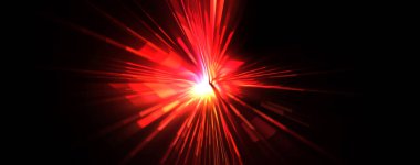 Fütürist mercek patlaması. Parlayan parçacıkları ve çizgileri olan ışık patlaması yıldızı. Güzel soyut ışın arkaplanı.