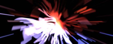 Işık parçacık izleri. Parlayan parçacıkları ve çizgileri olan ışık patlaması yıldızı. Güzel hareketli soyut ışın arkaplanı.