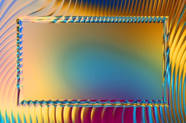 Soyut çerçeveli arkaplan. Renkli, canlı, dalgalı bir duvar kağıdı. Merkezi çerçeveli yaratıcı grafik 2d çizim. Dinamik şekilli modaya uygun sıvı örtüsü.