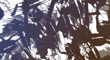 Renkli fırça darbelerinin 2B çizimi. Dekoratif doku resmi. Canlı boya desenli arka plan. Kaotik fırça darbeleri resim.