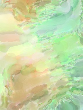 Pastel renklerde suluboya resim. Poster, duvar sanatı, afiş, kart, kitap kapağı ya da ambalaj için rahatlatıcı kompozisyonun yumuşak renkli çizimi. Modern fırça darbeleri resim.