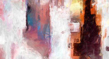 Soyut arkaplanda pürüzlü fırça darbeleri. Fırça boyası. Renkli boya darbeleri. Eşsiz duvar sanatı. Tuvaldeki modern sanat. Renkli çağdaş sanat eserleri. 
