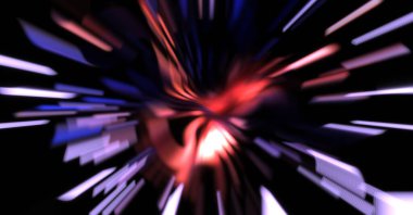 Işık parçacık izleri. Parlayan parçacıkları ve çizgileri olan ışık patlaması yıldızı. Güzel hareketli soyut ışın arkaplanı.