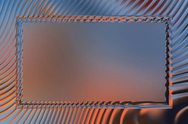 Soyut çerçeveli arkaplan. Renkli, canlı, dalgalı bir duvar kağıdı. Merkezi çerçeveli yaratıcı grafik 2d çizim. Dinamik şekilli modaya uygun sıvı örtüsü.