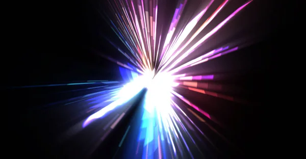 Futuristic Lens Flare Light Explosion Star Glowing Particles Lines Beautiful — Stock Photo, Image