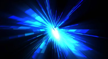 Fütürist mercek patlaması. Parlayan parçacıkları ve çizgileri olan ışık patlaması yıldızı. Güzel soyut ışın arkaplanı.