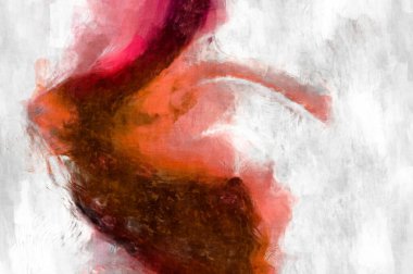 Soyut arkaplanda pürüzlü fırça darbeleri. Fırça boyası. Renkli boya darbeleri. Eşsiz duvar sanatı. Tuvaldeki modern sanat. Renkli çağdaş sanat eserleri. 