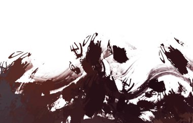 Taranmış Boyalı Soyut Arkaplan. Vahşi kaotik fırça darbeleri. Boya darbeleri. 2D İllüstrasyon. Fırça darbeli resim. 