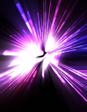 Fütürist mercek patlaması. Parlayan parçacıkları ve çizgileri olan ışık patlaması yıldızı. Güzel soyut ışın arkaplanı.