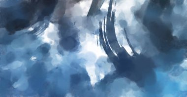 El yapımı sürreal soyut desenli suluboya. Modern sanatsal resim. 2D çizim. Arkaplan boyası karışımı. Yaratıcı duvar sanatı. Çağdaş sanat