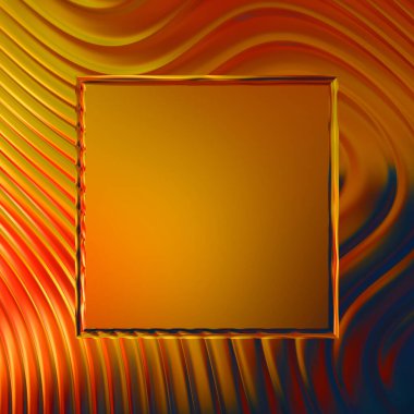 Soyut çerçeveli arkaplan. Renkli, canlı, dalgalı bir duvar kağıdı. Merkezi çerçeveli yaratıcı grafik 2d çizim. Dinamik şekilli modaya uygun sıvı örtüsü.