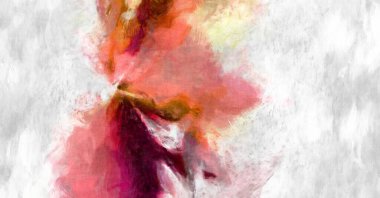 Soyut arkaplanda pürüzlü fırça darbeleri. Fırça boyası. Renkli boya darbeleri. Eşsiz duvar sanatı. Tuvaldeki modern sanat. Renkli çağdaş sanat eserleri. 