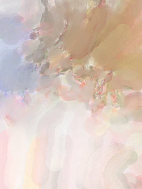 Yumuşak suluboya duvar kağıdı. Hafifçe fırçalanmış renkleri olan sanatsal bir resim. Pastel renkler arkaplana dokunmuş. Soyut duvar sanatı..