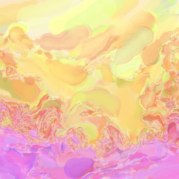 Ручной сюрреалистический абстрактный рисунок акварели. Современная художественная живопись. 2d иллюстрация. Текстура обратной росписи. Творческая настенная живопись. Современное искусство.