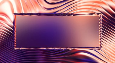 Soyut çerçeveli arkaplan. Renkli, canlı, dalgalı bir duvar kağıdı. Merkezi çerçeveli yaratıcı grafik 2d çizim. Dinamik şekilli modaya uygun sıvı örtüsü.