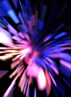 Işık parçacık izleri. Parlayan parçacıkları ve çizgileri olan ışık patlaması yıldızı. Güzel hareketli soyut ışın arkaplanı.