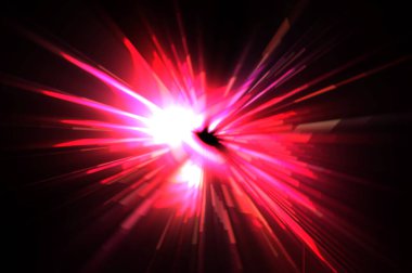 Fütürist mercek patlaması. Parlayan parçacıkları ve çizgileri olan ışık patlaması yıldızı. Güzel soyut ışın arkaplanı.