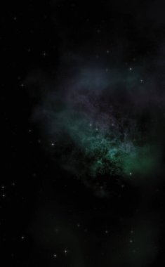 Galaksi uzayındaki yıldız alanı renkli nebula ile. Uzayın derinliklerinin bilim kurgu geçmişi. Ruhsal duvar kağıdı.
