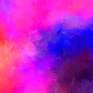 Canlı fırça darbeleriyle boyanmış. Renkli desenli resim. Fırçalanmış duvar kağıdını boya.