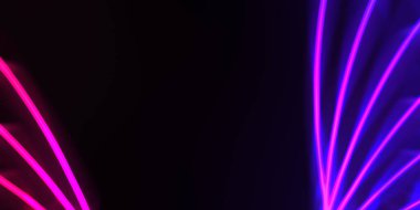 Işık dalgalarının neon renkli soyut tasarımı. Dijital arka plan ve neon ışığı parlama efekti. Parlak ışınlar duvar kağıdı.
