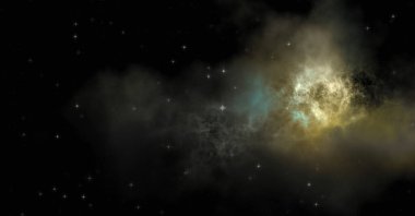 Galaksi uzayındaki yıldız alanı renkli nebula ile. Uzayın derinliklerinin bilim kurgu geçmişi. Ruhsal duvar kağıdı.