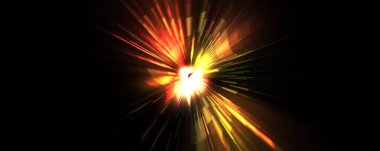 Fütürist mercek patlaması. Parlayan parçacıkları ve çizgileri olan ışık patlaması yıldızı. Güzel soyut ışın arkaplanı.