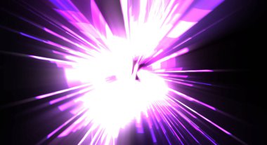 Fütürist mercek patlaması. Parlayan parçacıkları ve çizgileri olan ışık patlaması yıldızı. Güzel soyut ışın arkaplanı.