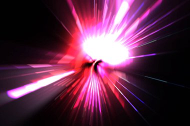 Fütürist mercek patlaması. Parlayan parçacıkları ve çizgileri olan ışık patlaması yıldızı. Güzel soyut ışın arkaplanı.