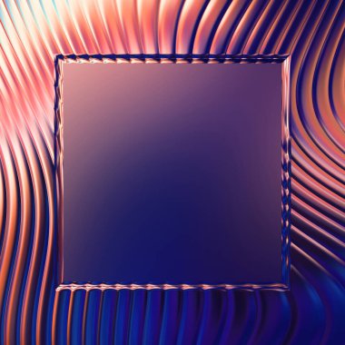 Soyut çerçeveli arkaplan. Renkli, canlı, dalgalı bir duvar kağıdı. Merkezi çerçeveli yaratıcı grafik 2d çizim. Dinamik şekilli modaya uygun sıvı örtüsü.