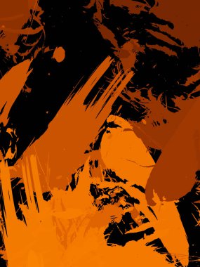 Vahşi fırça darbeleriyle yaratıcı soyut resim. Artistik fırça darbeleriyle donatılmış. Renkli ve canlı bir tasvir. Boyalı sanat.