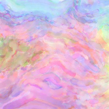 Pastel renklerde suluboya resim. Poster, duvar sanatı, afiş, kart, kitap kapağı ya da ambalaj için rahatlatıcı kompozisyonun yumuşak renkli çizimi. Modern fırça darbeleri resim.