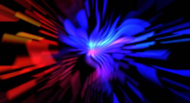 Işık parçacık izleri. Parlayan parçacıkları ve çizgileri olan ışık patlaması yıldızı. Güzel hareketli soyut ışın arkaplanı.