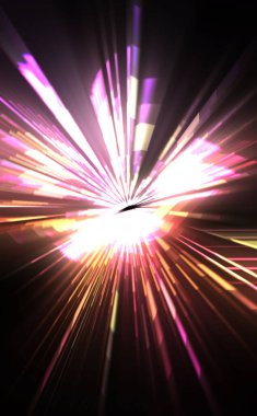 Fütürist mercek patlaması. Parlayan parçacıkları ve çizgileri olan ışık patlaması yıldızı. Güzel soyut ışın arkaplanı.