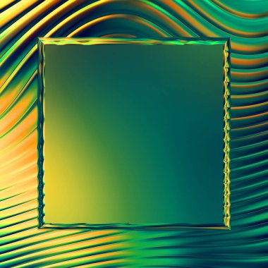 Soyut çerçeveli arkaplan. Renkli, canlı, dalgalı bir duvar kağıdı. Merkezi çerçeveli yaratıcı grafik 2d çizim. Dinamik şekilli modaya uygun sıvı örtüsü.