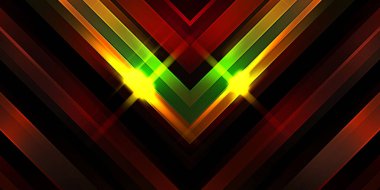 Soyut parlayan geometrik ışıklar arka planda. Fraktal simetrik grafik çizimi. Parıldayan ve parıldayan çubukları kesiştir.