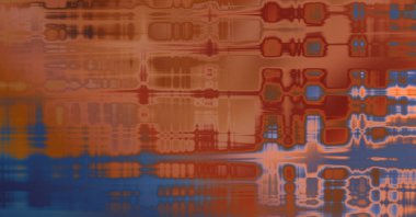 Soyut arkaplan. Yaşlanmış grunge dokusunda geometrik elementler. Farklı renk desenli grafiksel illüstrasyon.