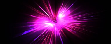 Fütürist mercek patlaması. Parlayan parçacıkları ve çizgileri olan ışık patlaması yıldızı. Güzel soyut ışın arkaplanı.