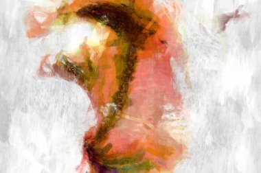 Soyut arkaplanda pürüzlü fırça darbeleri. Fırça boyası. Renkli boya darbeleri. Eşsiz duvar sanatı. Tuvaldeki modern sanat. Renkli çağdaş sanat eserleri. 