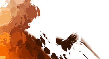 Taranmış Boyalı Soyut Arkaplan. Vahşi kaotik fırça darbeleri. Boya darbeleri. 2D İllüstrasyon. Fırça darbeli resim. 