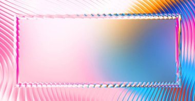 Soyut çerçeveli arkaplan. Renkli, canlı, dalgalı bir duvar kağıdı. Merkezi çerçeveli yaratıcı grafik 2d çizim. Dinamik şekilli modaya uygun sıvı örtüsü.