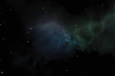 Galaksi uzayındaki yıldız alanı renkli nebula ile. Uzayın derinliklerinin bilim kurgu geçmişi. Ruhsal duvar kağıdı.