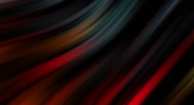 Siyah arka planda renkli düz çizgiler. Sıvı ve sıvı renkli dalgalar karanlıkta akıyor. Duvar kağıdı, afiş, arkaplan, kart, kitap, kapak, poster, afiş, broşür