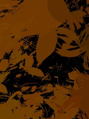 Vahşi fırça darbeleriyle yaratıcı soyut resim. Artistik fırça darbeleriyle donatılmış. Renkli ve canlı bir tasvir. Boyalı sanat.