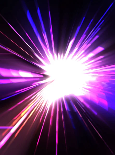 Fütürist mercek patlaması. Parlayan parçacıkları ve çizgileri olan ışık patlaması yıldızı. Güzel soyut ışın arkaplanı.