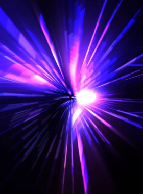 Fütürist mercek patlaması. Parlayan parçacıkları ve çizgileri olan ışık patlaması yıldızı. Güzel soyut ışın arkaplanı.