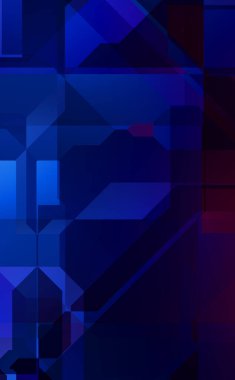 Renkli ve canlı geometrik şekiller katmanları var. Bir teknoloji planının dijital illüstrasyonu. Gelecekçi tasarım şablonu.