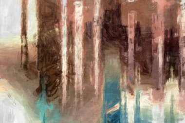 Soyut arkaplanda pürüzlü fırça darbeleri. Fırça boyası. Renkli boya darbeleri. Eşsiz duvar sanatı. Tuvaldeki modern sanat. Renkli çağdaş sanat eserleri. 