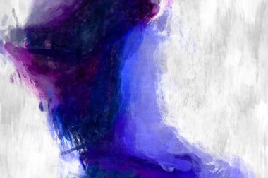 Soyut arkaplanda pürüzlü fırça darbeleri. Fırça boyası. Renkli boya darbeleri. Eşsiz duvar sanatı. Tuvaldeki modern sanat. Renkli çağdaş sanat eserleri. 