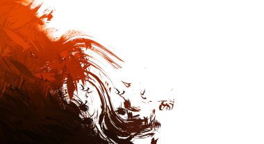 Taranmış Boyalı Soyut Arkaplan. Vahşi kaotik fırça darbeleri. Boya darbeleri. 2D İllüstrasyon. Fırça darbeli resim. 