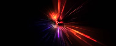 Fütürist mercek patlaması. Parlayan parçacıkları ve çizgileri olan ışık patlaması yıldızı. Güzel soyut ışın arkaplanı.